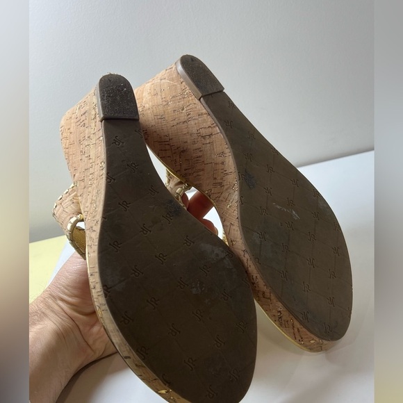 Jack Roger’s Size 8.5 Thong Cork Gold Wedges Like New Summer Vacation Show EUC - Picture 8 of 12